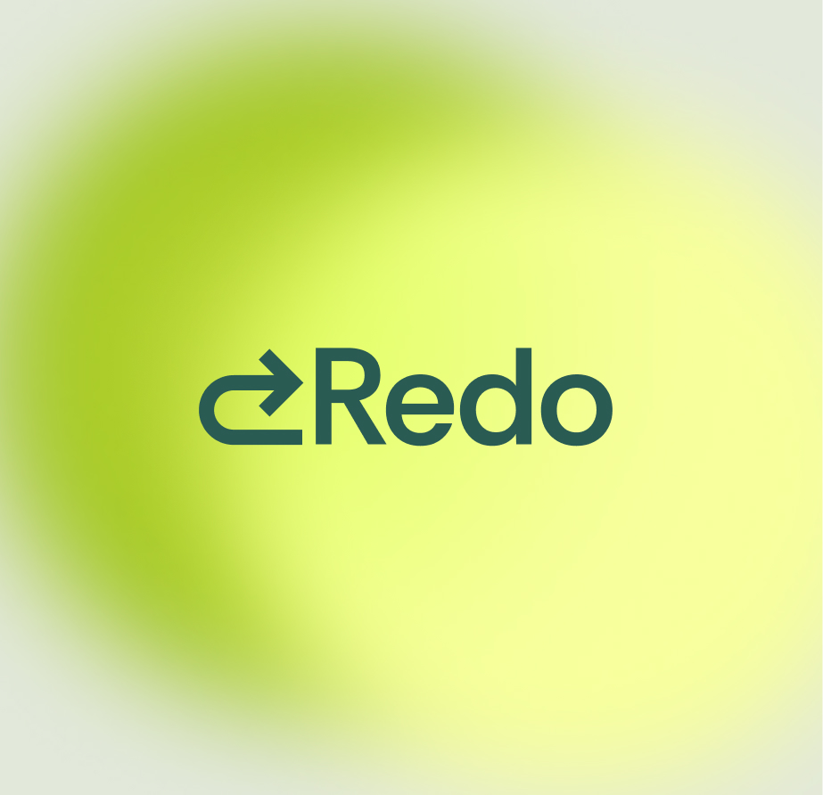 Logo design for the brand Redo on green gradient background